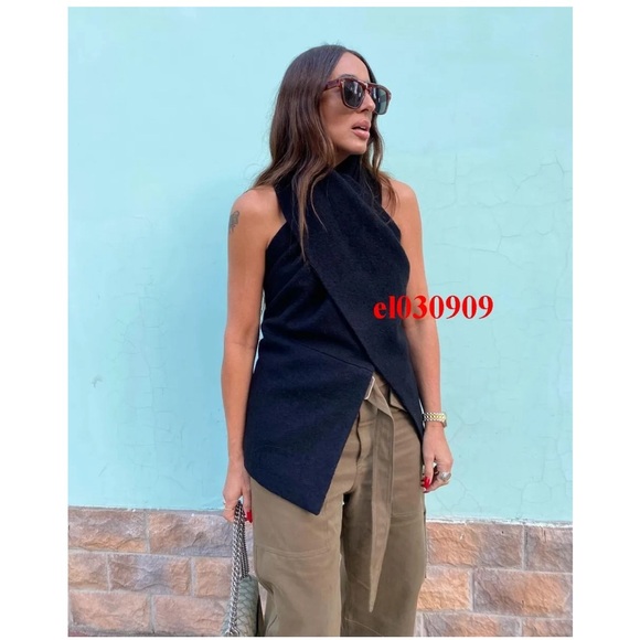 ZARA BLACK BUTTONED ZW WOOL TOP LIMITED EDITION SZ XS/S - Picture 5 of 13